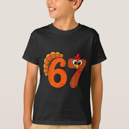 Funny 6 7 Six Seven Meme Thanksgiving Turkey Holid Tシャツ (正面)
