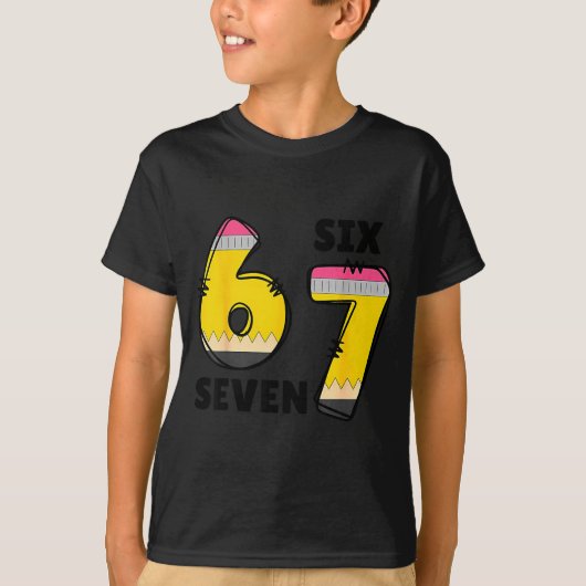 Funny 6 7 Six Seven Pencil Teacher Middle High Sch Tシャツ (正面)