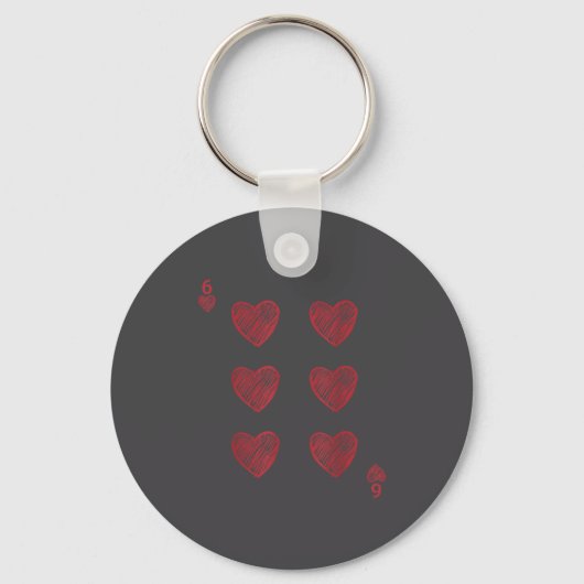 Funny 6 7 Valentine Love Heart Playing Card Couple キーホルダー (正面)