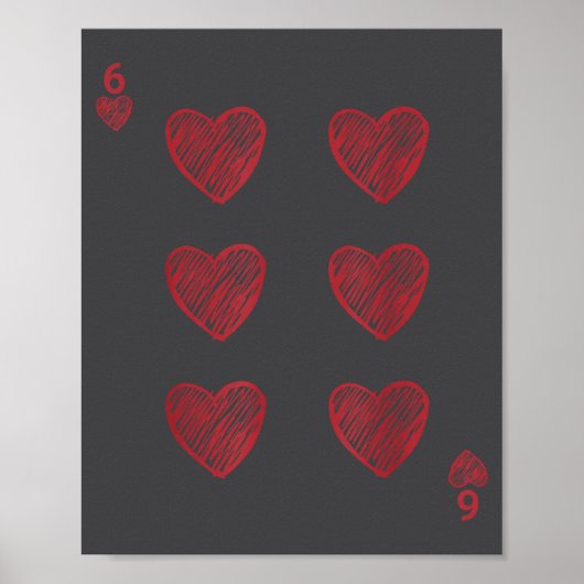 Funny 6 7 Valentine Love Heart Playing Card Couple ポスター (正面)