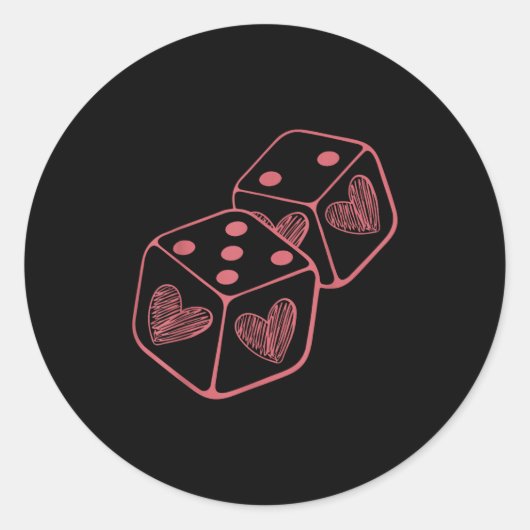 Funny 6 7 Valentine Love Heart Playing Card Couple ラウンドシール (正面)