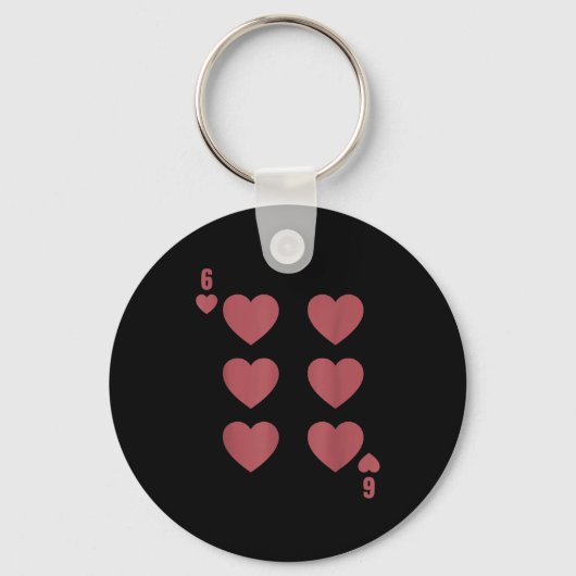 Funny 6 7 Valentine Love Heart Playing Card Matchi キーホルダー (正面)