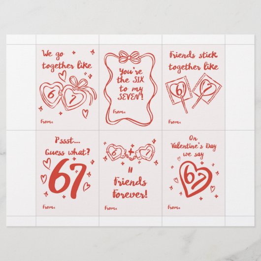 Funny 6 7 Valentine’s Day Cards for Classroom レターヘッド (正面)
