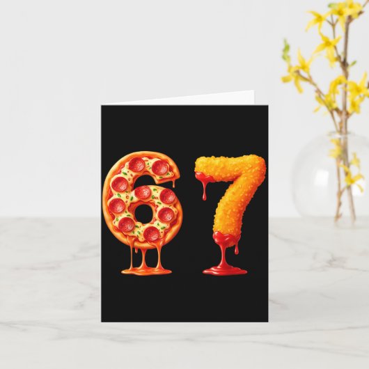 Funny 6 7 Zza Nugget Meme Six Seven 67 Food Lovers カード (黄色い花)