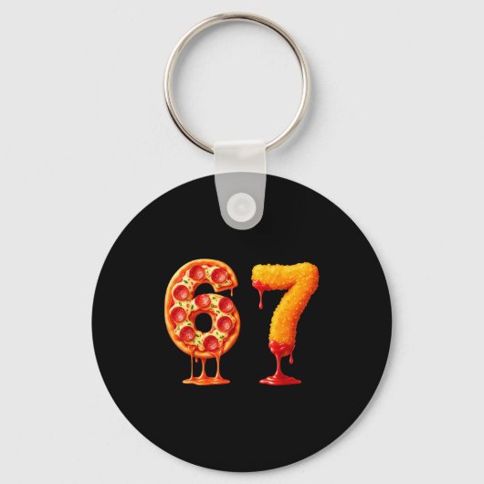 Funny 6 7 Zza Nugget Meme Six Seven 67 Food Lovers キーホルダー (正面)