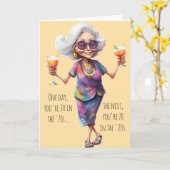 Funny 70th Birthday Card for Women カード (黄色い花)