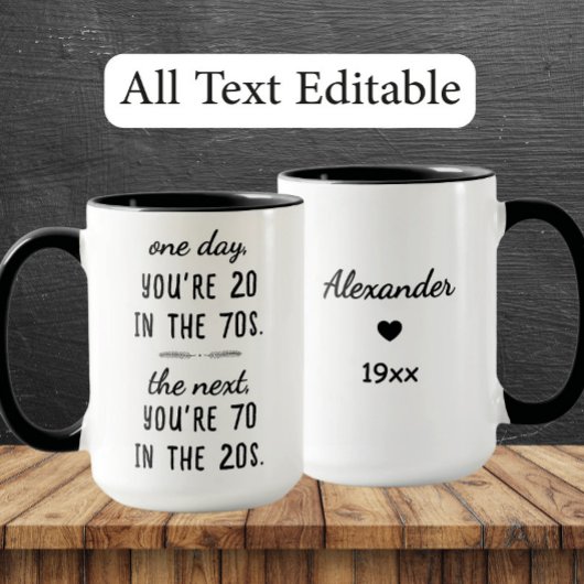 Funny 70th Birthday Mug – Custom Name & Year Gift マグカップ