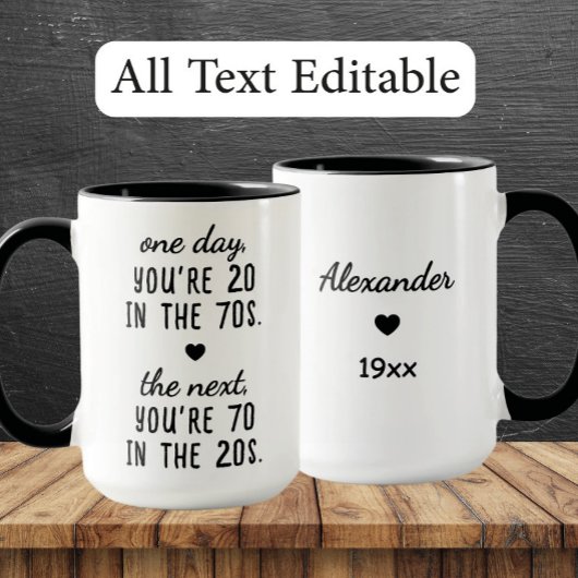 Funny 70th Birthday Personalized Mug - Age Humor マグカップ