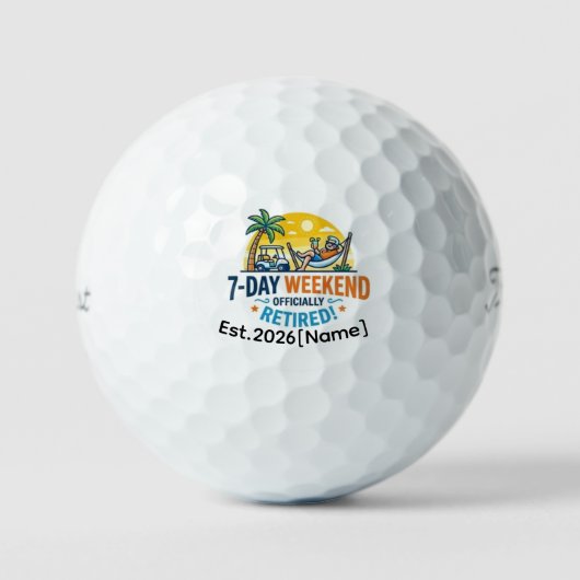 Funny 7-Day Weekend Officially Retired Golf Ball ゴルフボール (正面)