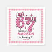 Funny 7th Birthday | “I Was 6, Now 7” Party スタンダードカクテルナプキン (正面)