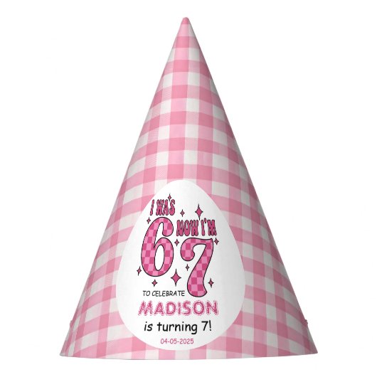 Funny 7th Birthday | “I Was 6, Now 7” Party パーティーハット (正面)