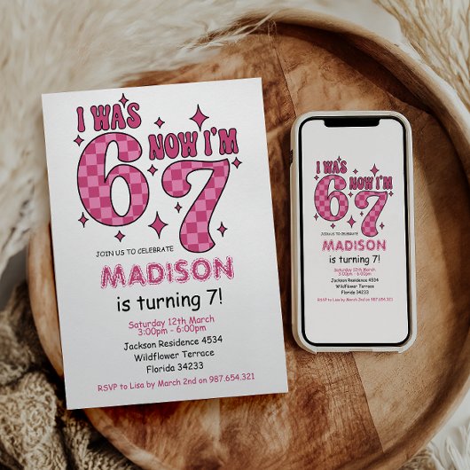 Funny 7th Birthday | “I Was 6, Now 7” Party 招待状