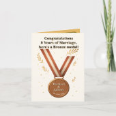 Funny 8th Wedding Anniversary Bronze Medal カード (正面)