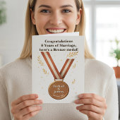 Funny 8th Wedding Anniversary Bronze Medal カード
