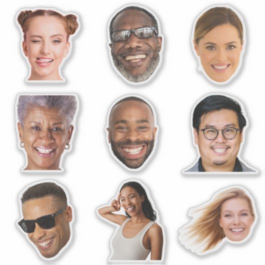 Funny 9 Photo Coworkers Custom Cut Vinyl シール (正面)