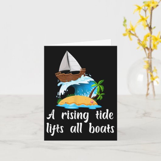 Funny A Rising Tide Lifts All Boats カード (黄色い花)