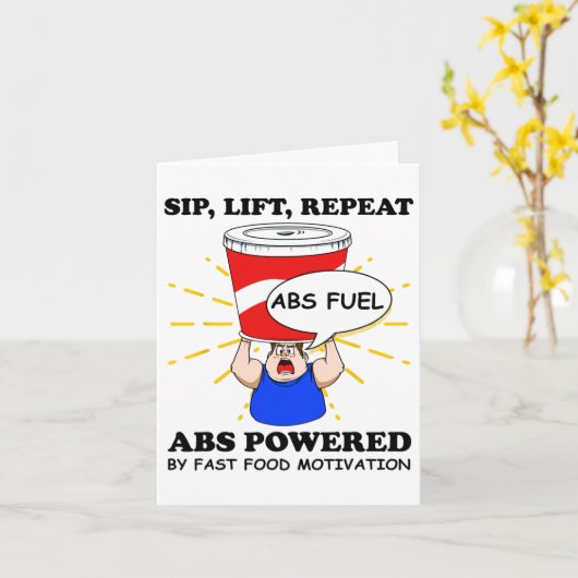 Funny Abs Exercise Fast Food Gym Workout Bodybuild カード (黄色い花)