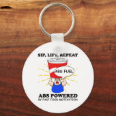 Funny Abs Exercise Fast Food Gym Workout Bodybuild キーホルダー (正面)