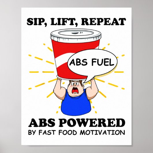 Funny Abs Exercise Fast Food Gym Workout Bodybuild ポスター (正面)