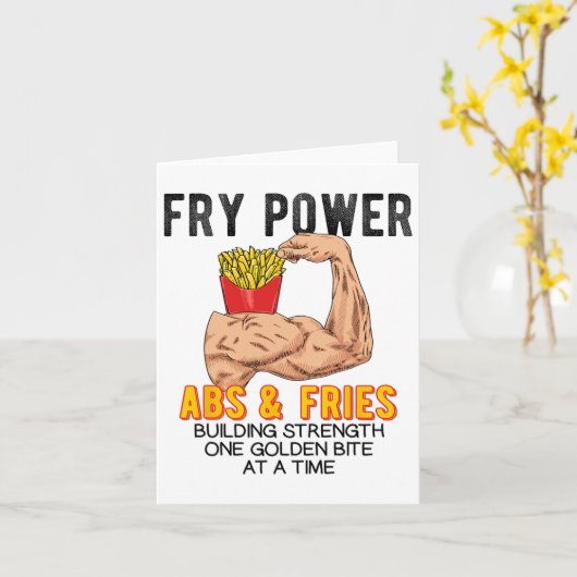 Funny Abs Exercise French Fries Muscle Building Bo カード (黄色い花)