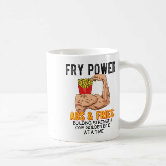 Funny Abs Exercise French Fries Muscle Building Bo コーヒーマグカップ (右)