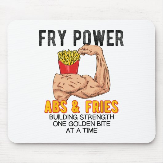Funny Abs Exercise French Fries Muscle Building Bo マウスパッド (正面)