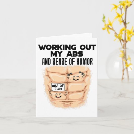 Funny Abs Exercise Muscle Building Bodybuilding カード (黄色い花)