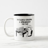 Funny Accountant Cat Stressed Meme Mug ツートーンマグカップ (左)