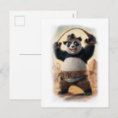 Funny Action Hero Panda Movie on a White シーズンポストカード (正面/裏面)