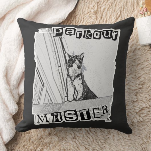 Funny Active Parkour Master Punk Kitty Design クッション (ブランケット)