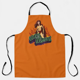 Funny ADHD Crisis Heroine Chaos Energy Retro Comic エプロン