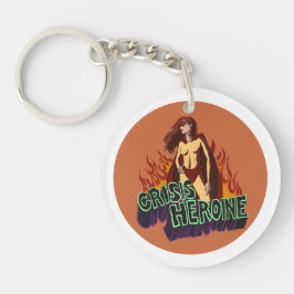 Funny ADHD Crisis Heroine Chaos Energy Retro Comic キーホルダー