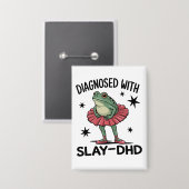 Funny ADHD Frog Neurodivergent Meme Y2K Frogcore  缶バッジ (正面/裏面)