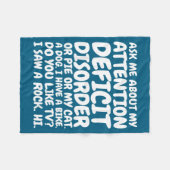 Funny Adhd Quote Ask Me About My Attention Deficit フリースブランケット (正面(横))