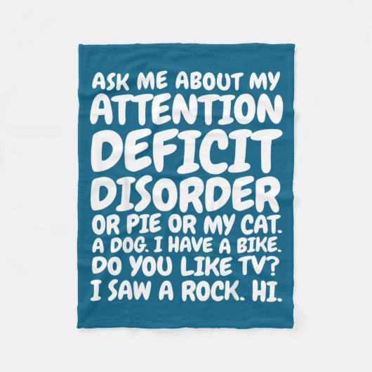 Funny Adhd Quote Ask Me About My Attention Deficit フリースブランケット (正面)