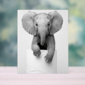 Funny Aesthetic Baby Elephant ToiletPaper Wildlife アクリルサイン (ニュートラル)