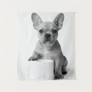 Funny Aesthetic French Bulldog Toilet Paper Photo タペストリー