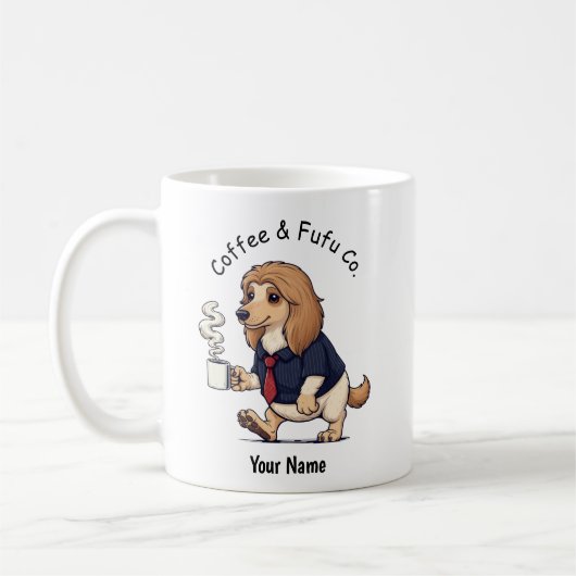 Funny  Afghan Hound Dog Business Suit Coffee  コーヒーマグカップ (左)