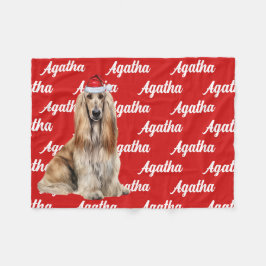 Funny Afghan Hound Dog Name Patterned Christmas フリースブランケット