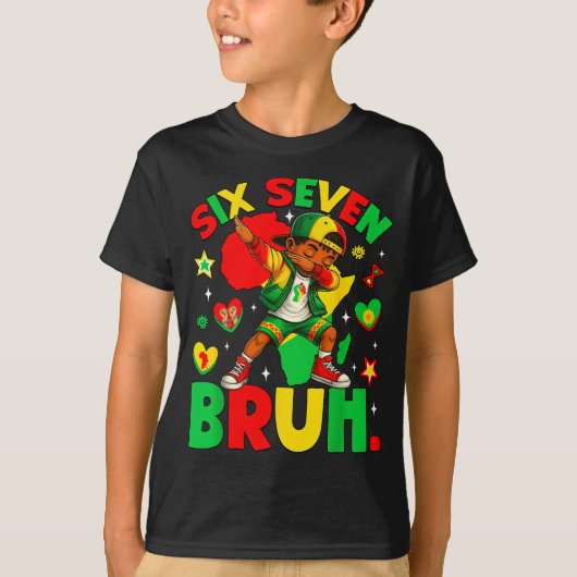 Funny African Black Dabbing Bruh Seven History Ame Tシャツ (正面)