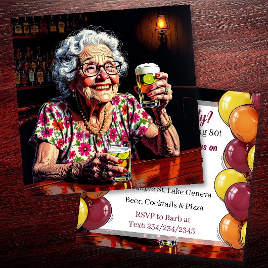 Funny Aging Humor Saloon Birthday Party 招待状