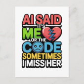 Funny AI Coding Quote – Programmer Humor ポストカード (正面)