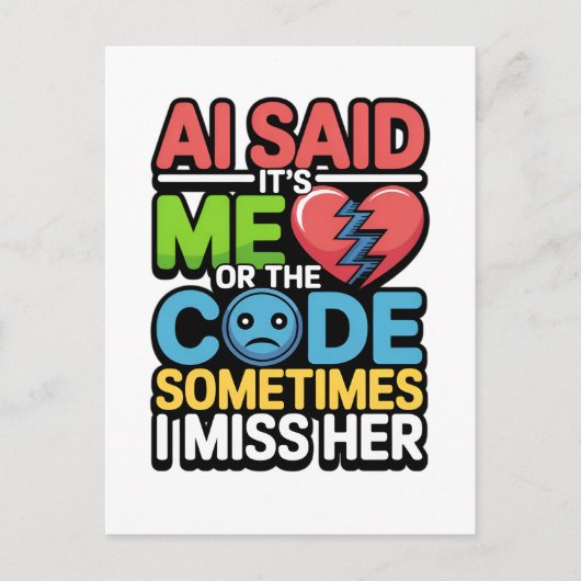 Funny AI Coding Quote – Programmer Humor ポストカード (正面)