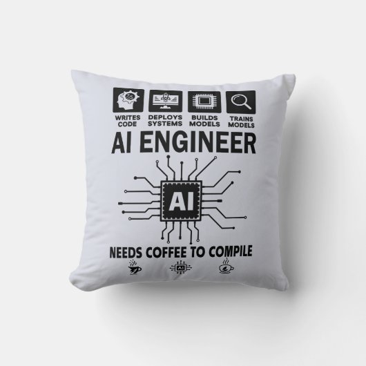 Funny AI Engineer Coding Programmer Developer Tech クッション (正面)