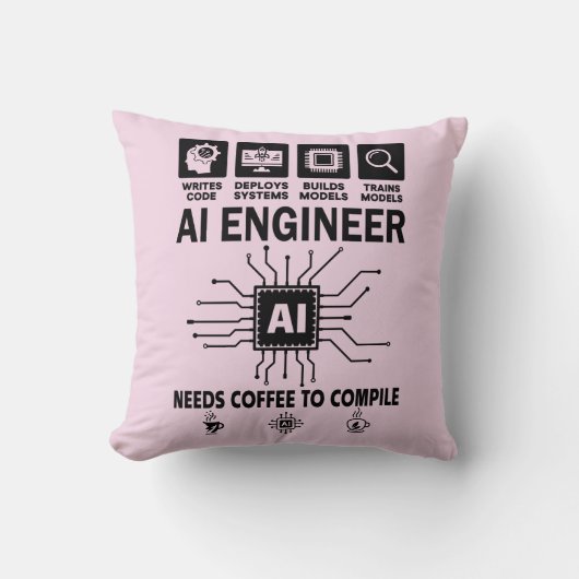 Funny AI Engineer Coding Programmer Developer Tech クッション (正面)