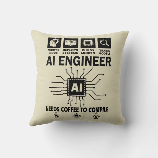 Funny AI Engineer Coding Programmer Developer Tech クッション (裏面)