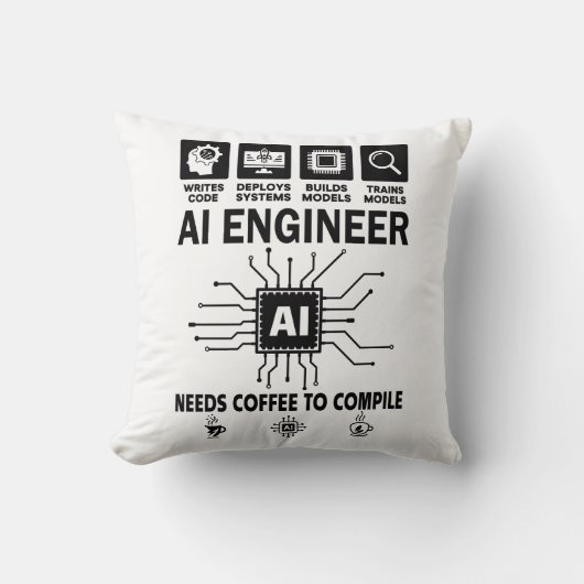 Funny AI Engineer Coding Programmer Developer Tech クッション (正面)