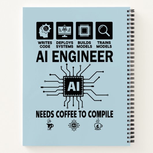 Funny AI Engineer Coding Programmer Developer Tech ノートブック (裏面)