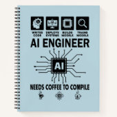 Funny AI Engineer Coding Programmer Developer Tech ノートブック (正面)