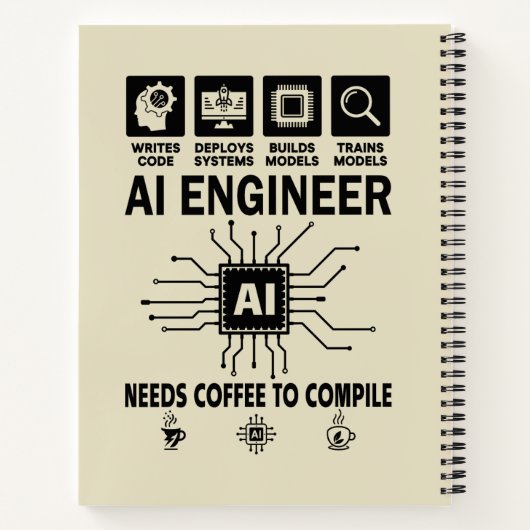 Funny AI Engineer Coding Programmer Developer Tech ノートブック (裏面)